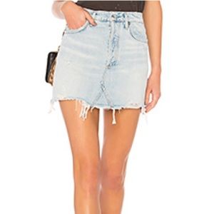 Agolde Quinn High Rise Skirt distressed light wash